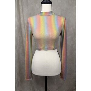 Mermaidcore Iridescent Crop Top Women’s S Festival Rave Y2K Fairy